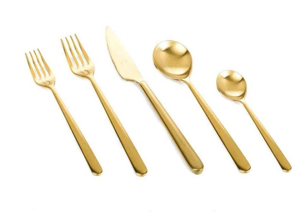 Mepra Linea Ice Oro 5-Piece Flatware Set – Premium Matte Gold Italian Cutlery. 6